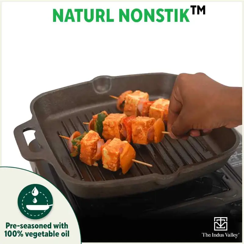 CASTrong Cast Iron Grill Pan 33.6cm, 2 Handles, Pre-seasoned, 100% Pure, Toxin-free, Induction 3.4 kg - Image 8