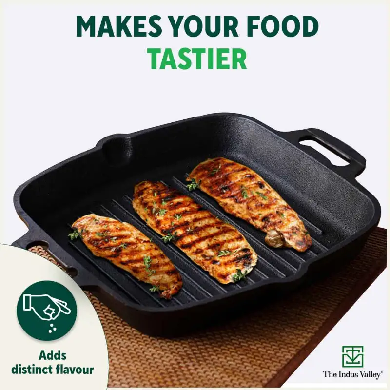 CASTrong Cast Iron Grill Pan 33.6cm, 2 Handles, Pre-seasoned, 100% Pure, Toxin-free, Induction 3.4 kg - Image 9