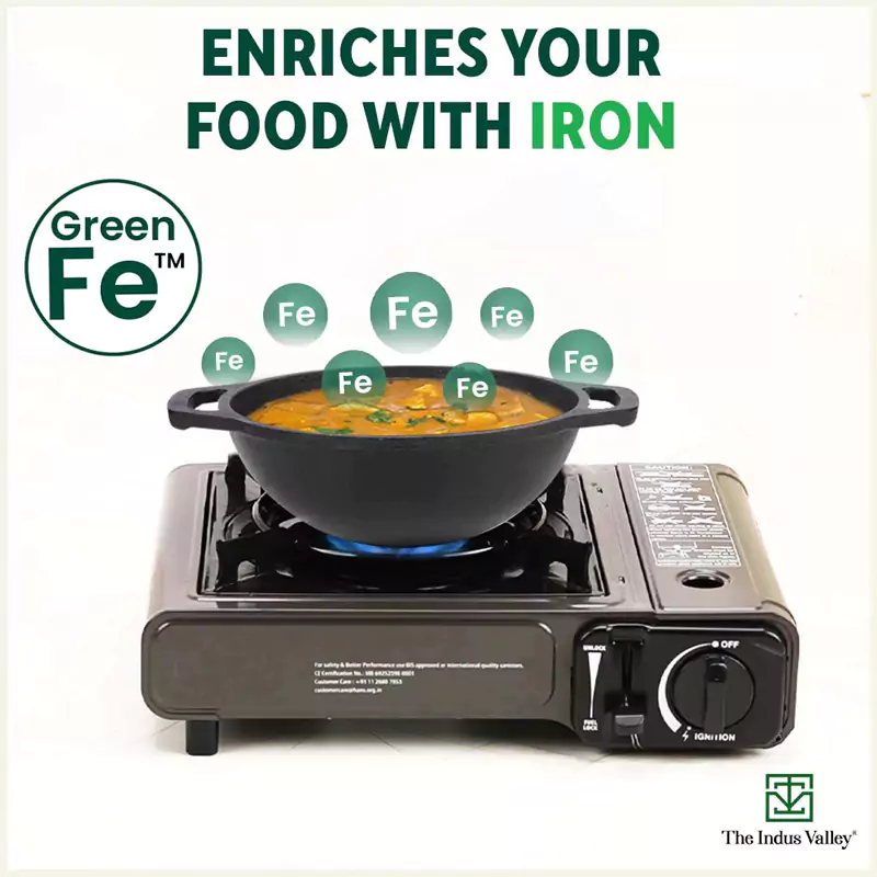 CASTrong Cast Iron Kadai 1.4L/2.4L, Flat Handle,Pre-seasoned, Naturally Nonstick, 100% Pure, Toxin-free - Image 6