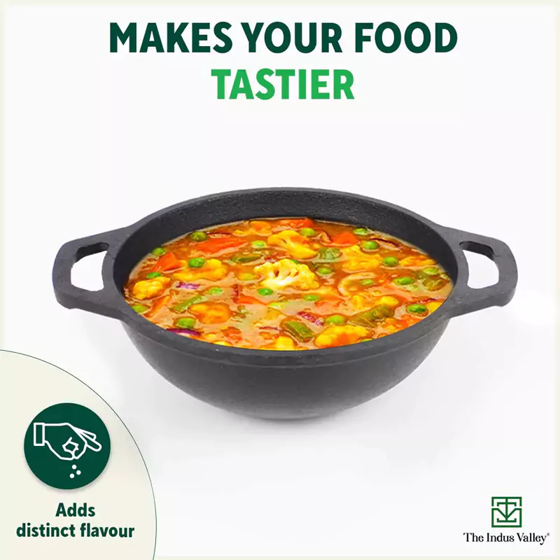 CASTrong Cast Iron Kadai 1.4L/2.4L, Flat Handle,Pre-seasoned, Naturally Nonstick, 100% Pure, Toxin-free - Image 9
