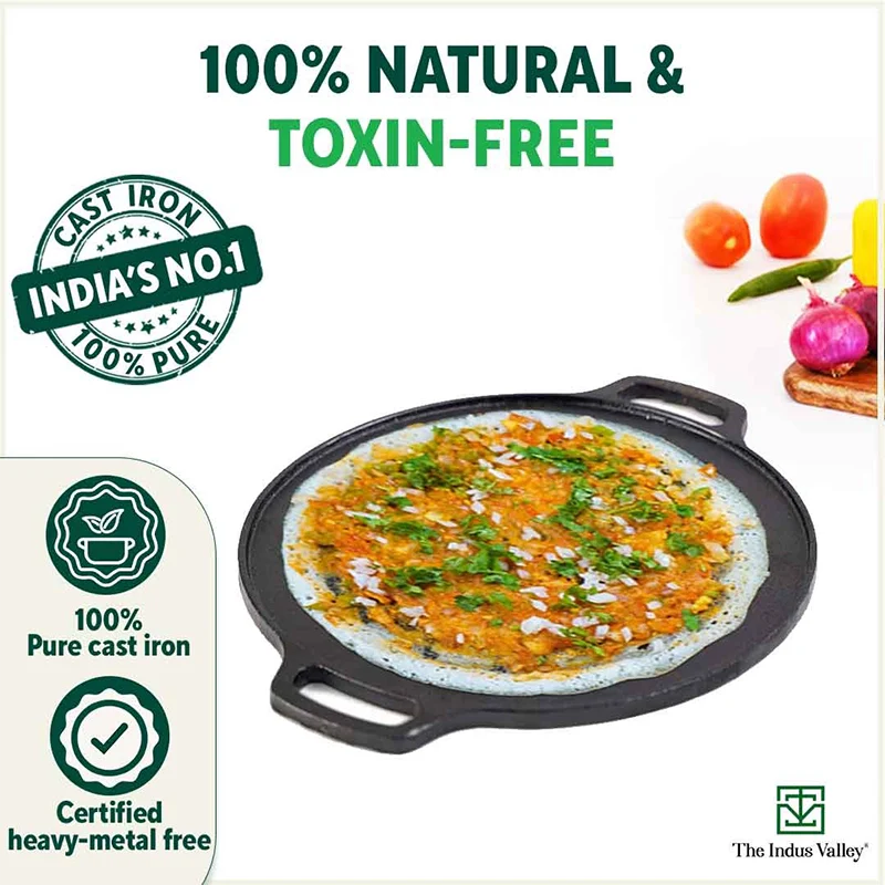 CASTrong Cast Iron Cookware Set: (30.2cm)Tawa+ (25.4cm)Kadai, Kitchen Set for Home, Pre-seasoned, 100% Pure, Toxin-free, Induction, Free ₹400 Tadka Pan - Image 10