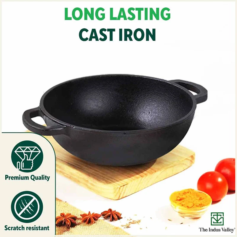 CASTrong Cast Iron Cookware Set: (30.2cm)Tawa+ (25.4cm)Kadai, Kitchen Set for Home, Pre-seasoned, 100% Pure, Toxin-free, Induction, Free ₹400 Tadka Pan - Image 7