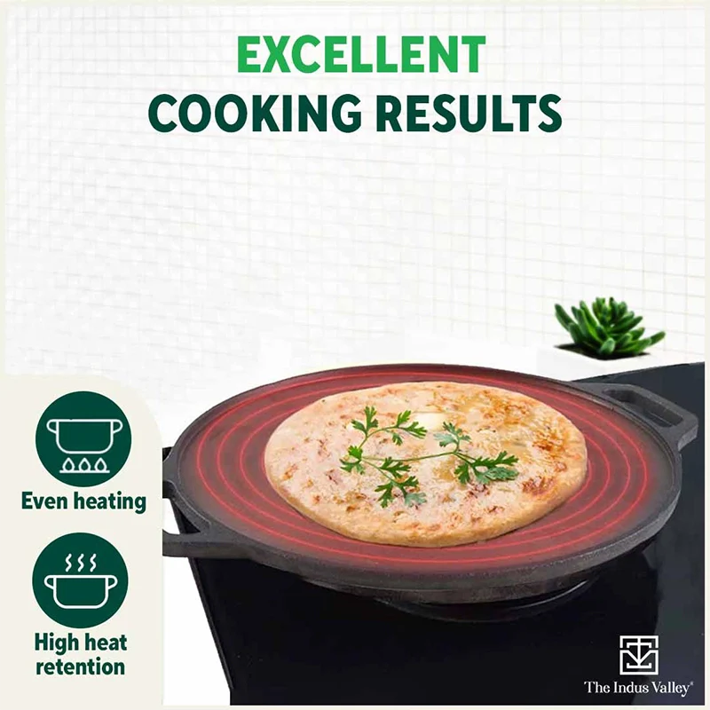 CASTrong Cast Iron Cookware Set: (30.2cm)Tawa+ (25.4cm)Kadai, Kitchen Set for Home, Pre-seasoned, 100% Pure, Toxin-free, Induction, Free ₹400 Tadka Pan - Image 8