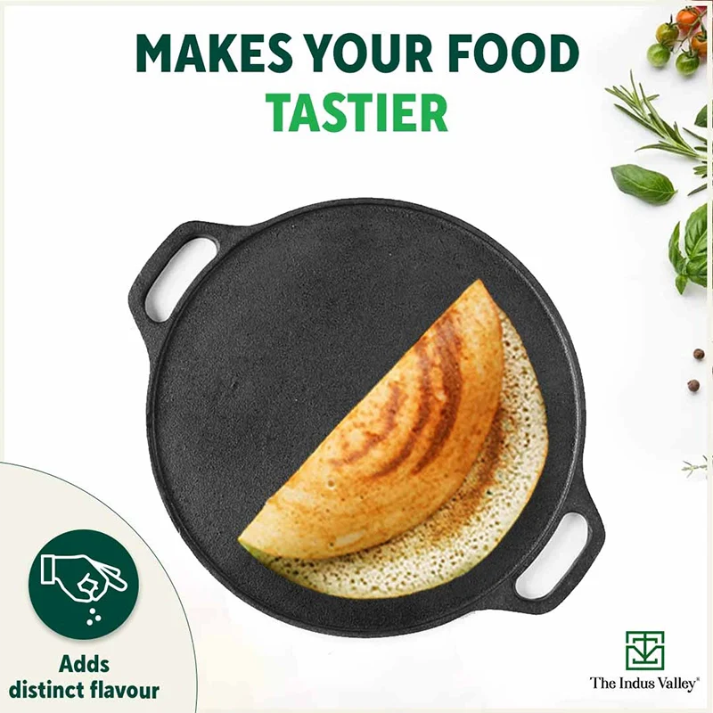 CASTrong Cast Iron Cookware Set: (30.2cm)Tawa+ (25.4cm)Kadai, Kitchen Set for Home, Pre-seasoned, 100% Pure, Toxin-free, Induction, Free ₹400 Tadka Pan - Image 9