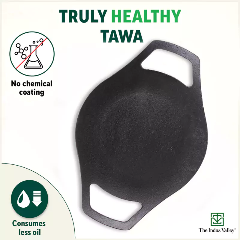 CASTrong Cast Iron Tawa 23.8cm, Pre-seasoned, Nonstick, 100% Pure, Toxin-free, Induction 1.4 kg - Image 4