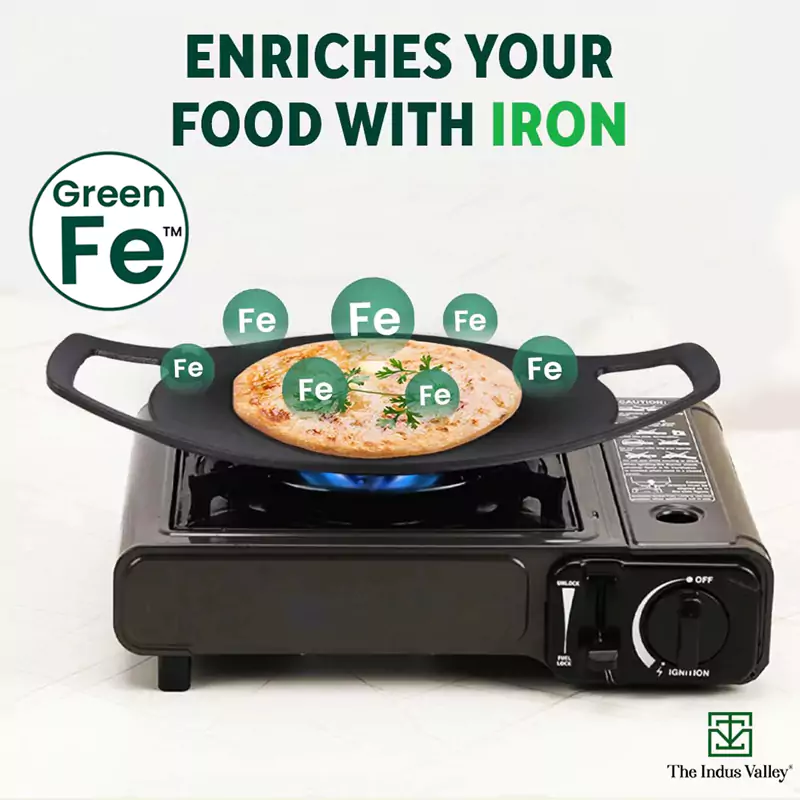 CASTrong Cast Iron Tawa 23.8cm, Pre-seasoned, Nonstick, 100% Pure, Toxin-free, Induction 1.4 kg - Image 6