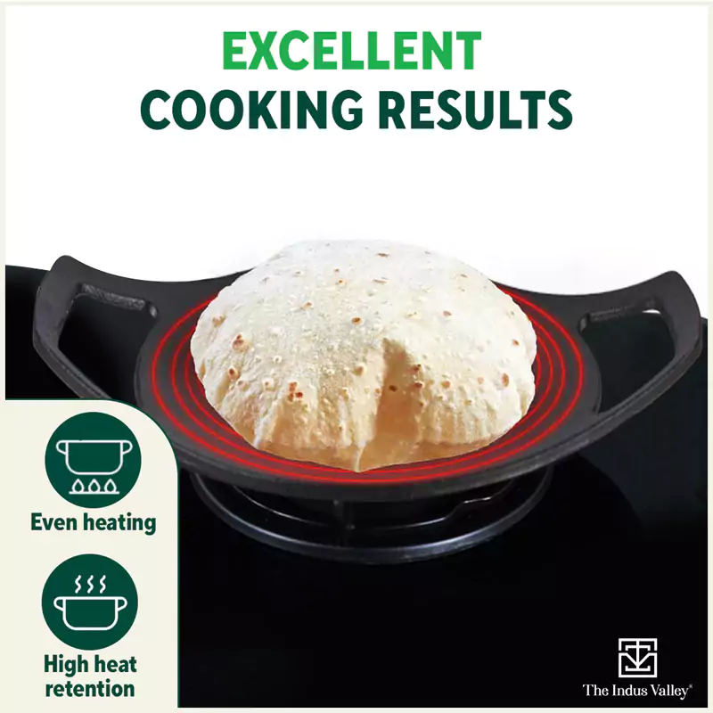 CASTrong Cast Iron Tawa 23.8cm, Pre-seasoned, Nonstick, 100% Pure, Toxin-free, Induction 1.4 kg - Image 7
