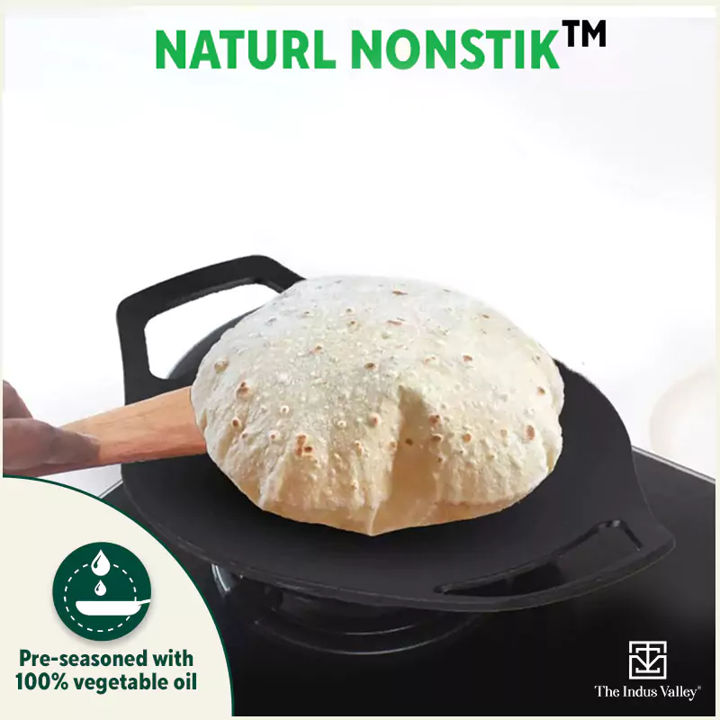 CASTrong Cast Iron Tawa 23.8cm, Pre-seasoned, Nonstick, 100% Pure, Toxin-free, Induction 1.4 kg - Image 8