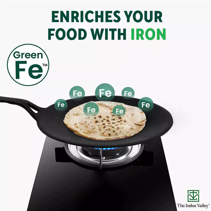 CASTrong Cast Iron Tawa 25.4cm + Free 400 Tadka Pan,Pre-seasoned, Naturally Nonstick, 100% Pure, Toxin-free - Image 6