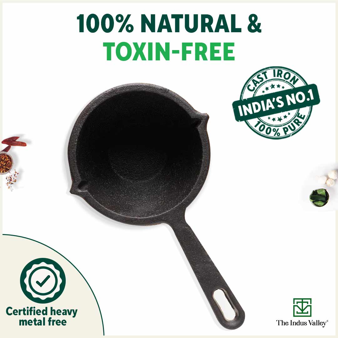CASTrong Cast Iron Tadka Pan, Pre-seasoned, Natural Nonstick, 100% Pure, Toxin-free, Induction - Image 5