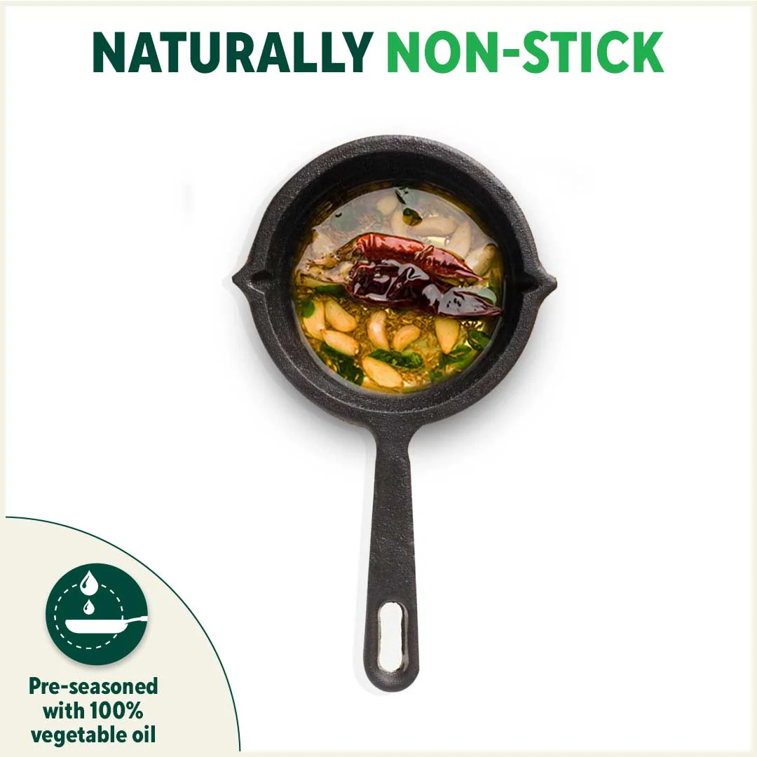CASTrong Cast Iron Tadka Pan, Pre-seasoned, Natural Nonstick, 100% Pure, Toxin-free, Induction - Image 8