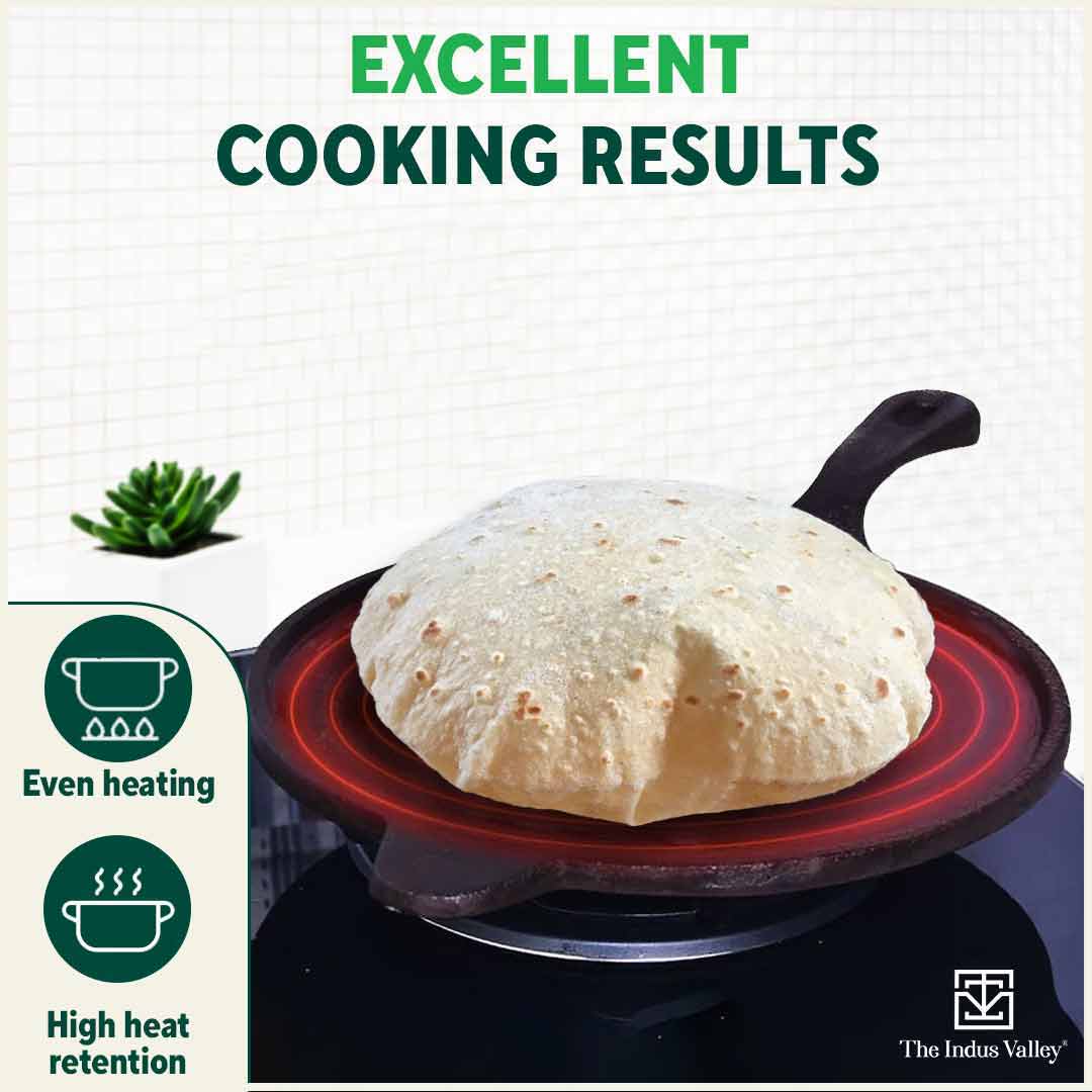 Super Smooth Cast Iron Tawa 26.3cm with Handle,Pre-seasoned, Naturally Nonstick, 100% Pure, Toxin-free, Induction - Image 7