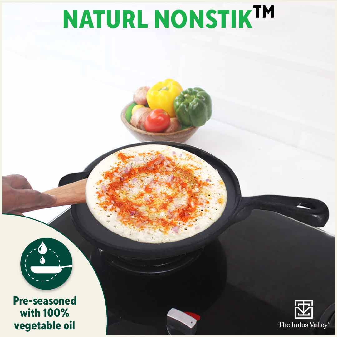 Super Smooth Cast Iron Tawa 26.3cm with Handle,Pre-seasoned, Naturally Nonstick, 100% Pure, Toxin-free, Induction - Image 8