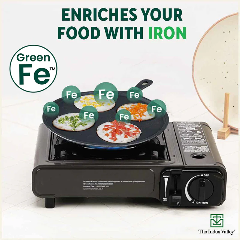 CASTrong Cast Iron Uttapam/ Set Dosa Tawa 27.5cm, 4 Pit,Pre-seasoned, 100% Pure, Toxin-free, Induction - Image 6