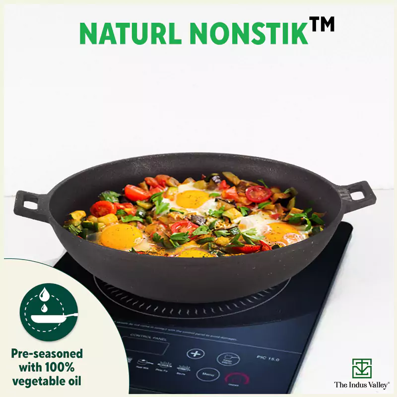 CASTrong Cast Iron Wok Kadai 31cm 3.2L, Pre-seasoned, 100% Pure, Toxin-free - Image 7