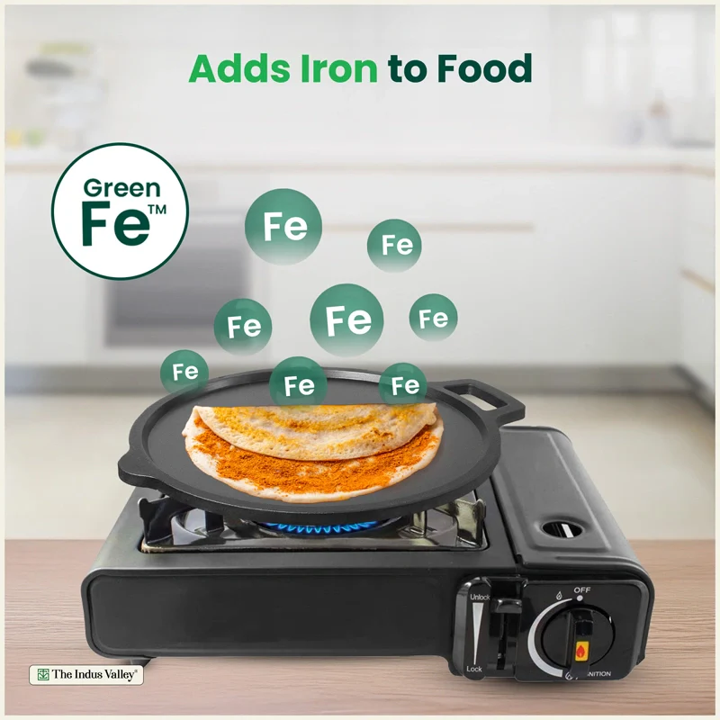 CASTrong Cast Iron Combo - Tawa [27.5 cm] + Fish Fry Pan [22.5 cm] + Free Wooden Flip, Pre-seasoned, 100% Pure, Toxin-free, Induction Compatible - Image 5