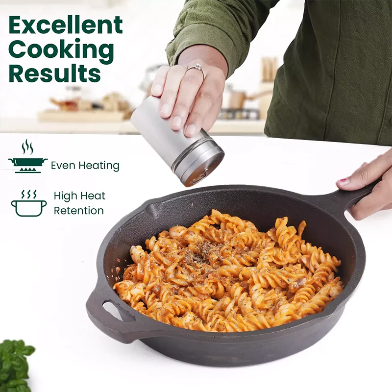 CASTrong Cast Iron Cookware Set: Free 400 Tadka Pan + Cast Iron Tawa With Handle (25cm)(Pre Seasoned) + Cast Iron Kadai Wok Model(26cm) + Cast Iron Fry Pan(25cm), Kitchen set for Home, 100% Pure, Toxin-free - Image 7