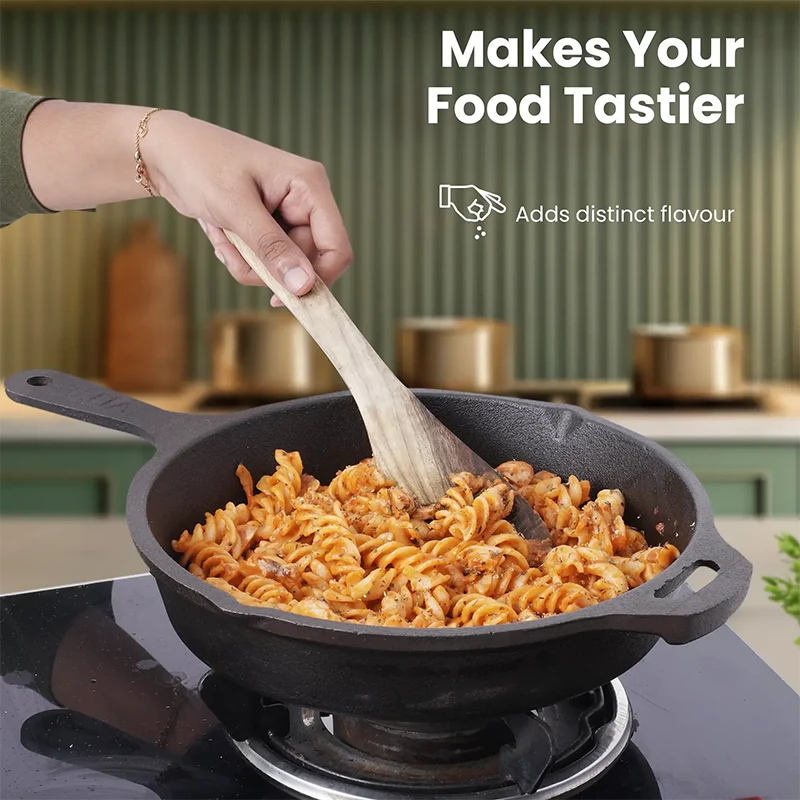 CASTrong Cast Iron Cookware Set: Free 400 Tadka Pan + Cast Iron Tawa With Handle (25cm)(Pre Seasoned) + Cast Iron Kadai Wok Model(26cm) + Cast Iron Fry Pan(25cm), Kitchen set for Home, 100% Pure, Toxin-free - Image 8
