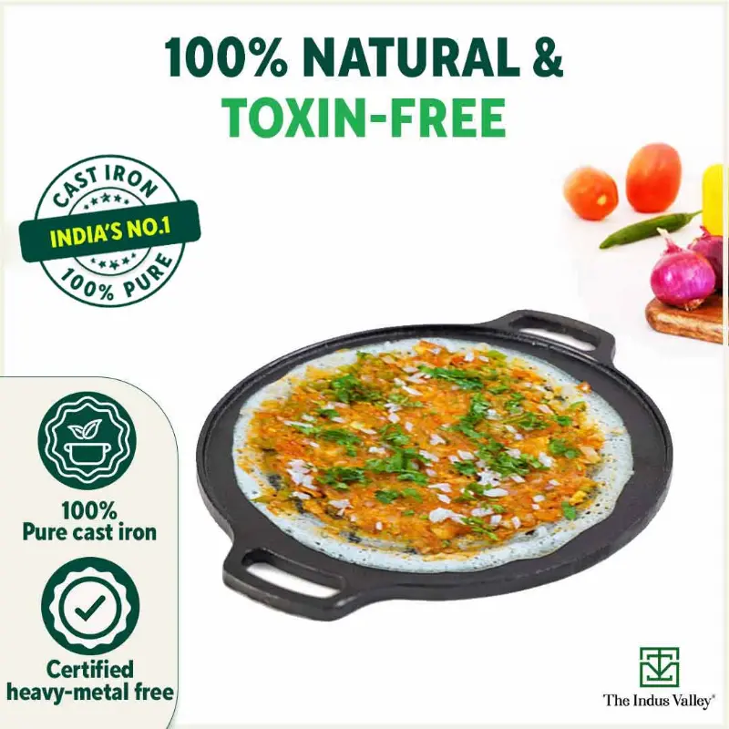 CASTrong Cast Iron Cookware Set: Free ₹110 Spatula +(30.5cm)Tawa+(25.4cm)Kadai+(22.9cm)Fry Pan, Kitchen set for Home, Pre-seasoned,100% Pure,Toxin-free - Image 4