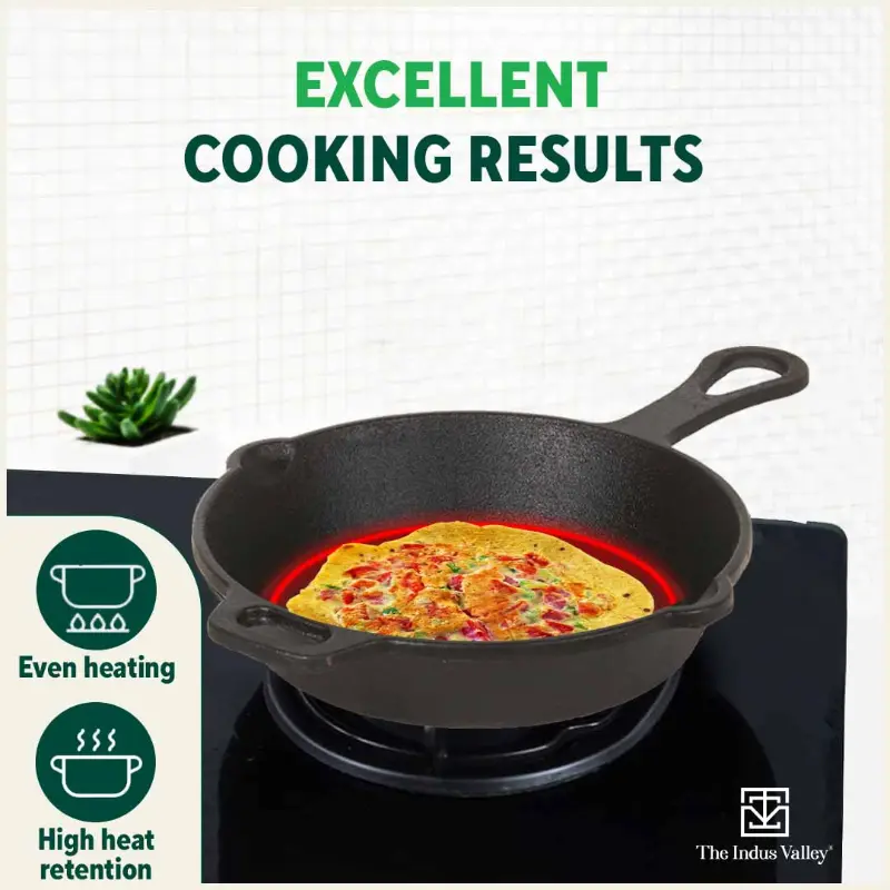 CASTrong Cast Iron Cookware Set: Free ₹110 Spatula +(30.5cm)Tawa+(25.4cm)Kadai+(22.9cm)Fry Pan, Kitchen set for Home, Pre-seasoned,100% Pure,Toxin-free - Image 6