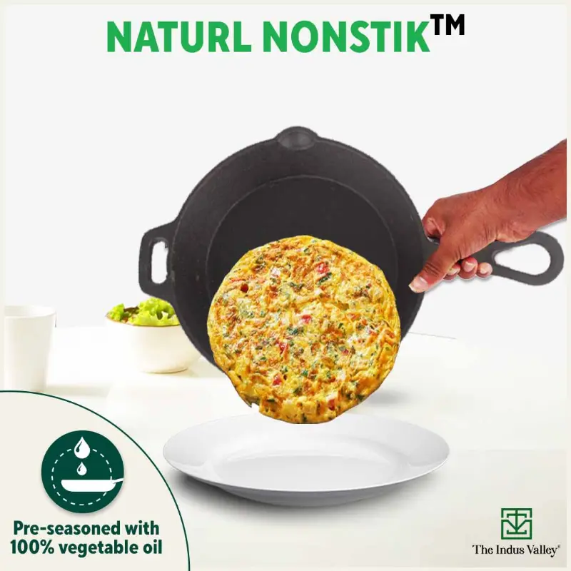 CASTrong Cast Iron Cookware Set: Free ₹110 Spatula +(30.5cm)Tawa+(25.4cm)Kadai+(22.9cm)Fry Pan, Kitchen set for Home, Pre-seasoned,100% Pure,Toxin-free - Image 7