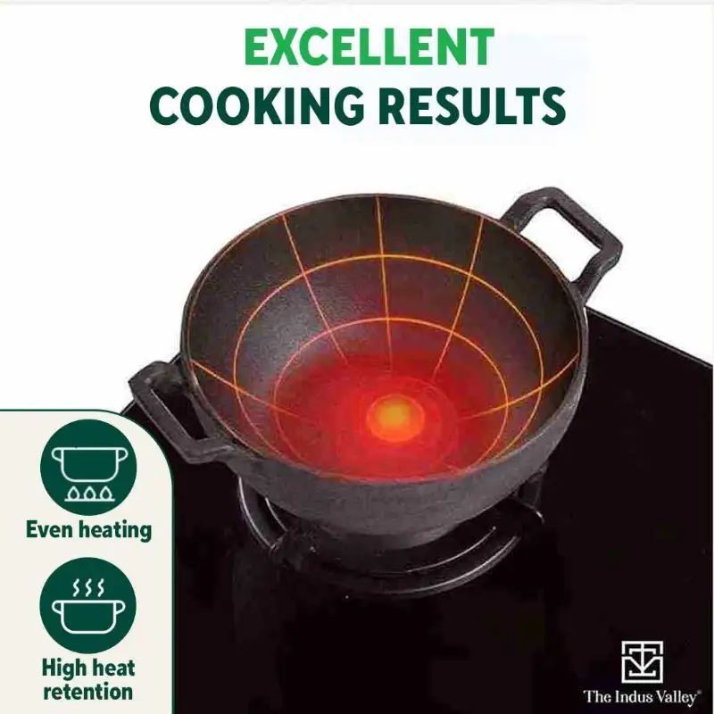 CASTrong Cast Iron Cookware Set: (25.7cm)Tawa+(25cm)Kadai+(25cm)Frypan+Free Flip,Kitchen set for Home, Pre-seasoned,100% Pure,Induction - Image 7