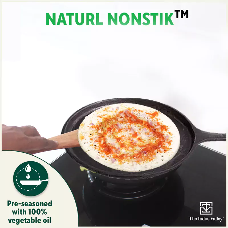 CASTrong Cast Iron Cookware Set: (25.7cm)Tawa+(25cm)Kadai+(25cm)Frypan+Free Flip,Kitchen set for Home, Pre-seasoned,100% Pure,Induction - Image 8
