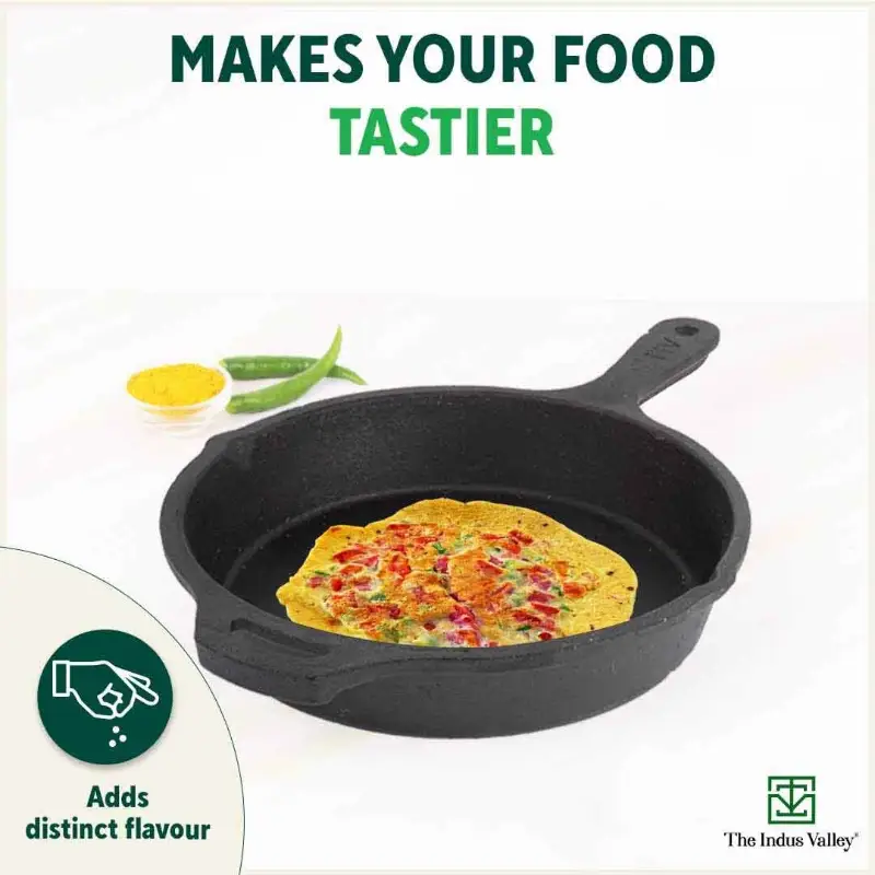 CASTrong Cast Iron Cookware Set: (25.7cm)Tawa+(25cm)Kadai+(25cm)Frypan+Free Flip,Kitchen set for Home, Pre-seasoned,100% Pure,Induction - Image 9