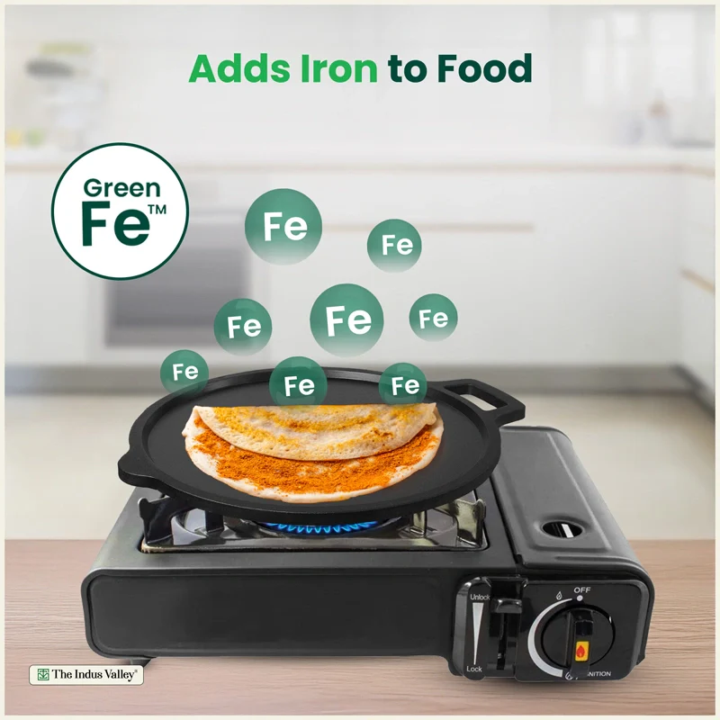 CASTrong Cast Iron Combo - Tawa [27.5 cm] + Skillet [20.7 cm] + Free Wooden Flip, Pre-seasoned, 100% Pure, Toxin-free, Induction Compatible - Image 5