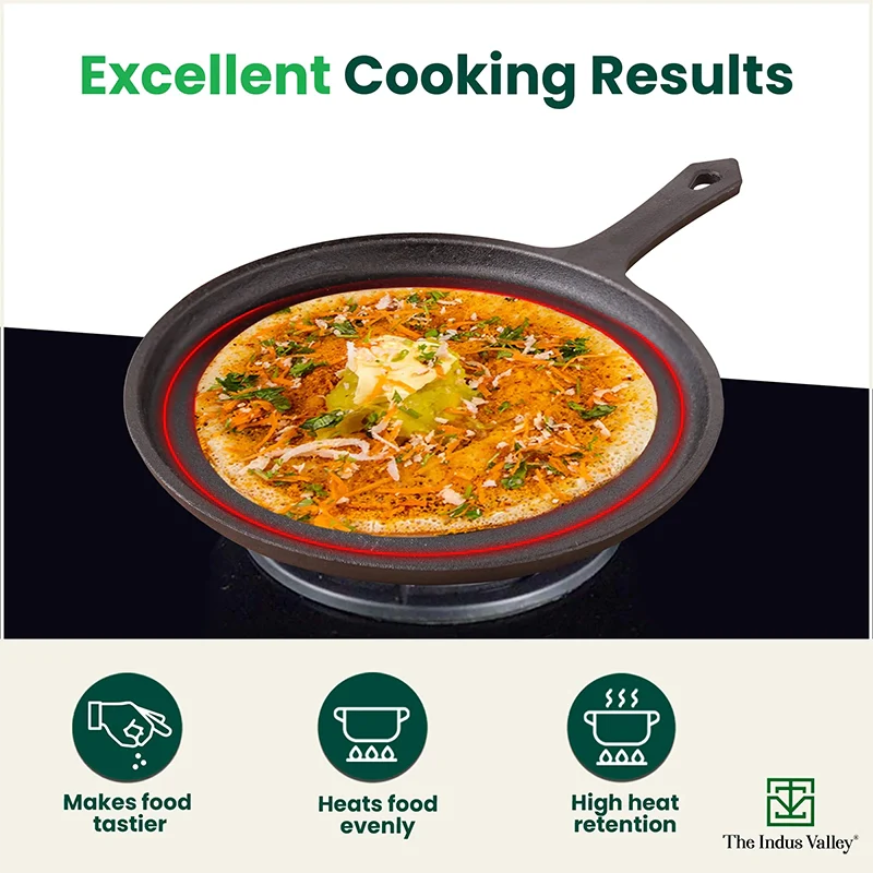 CASTrong Cast Iron Cookware Set: Tawa(25cm) + Kadai(25cm), Kitchen Set for Home, Pre-seasoned, 100% Pure, Toxin-free, Induction - Image 7
