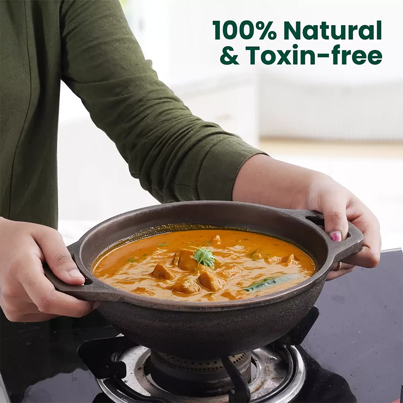 CASTrong Cast Iron Cookware Set: Tawa(25cm)+ Fry Pan(25cm) + Wok Kadai(20cm), Kitchen set for Home, Pre-seasoned,100% Pure Cast Iron Cookware,Toxin-free Pots and Pans, Free Tadka Pan - Image 6