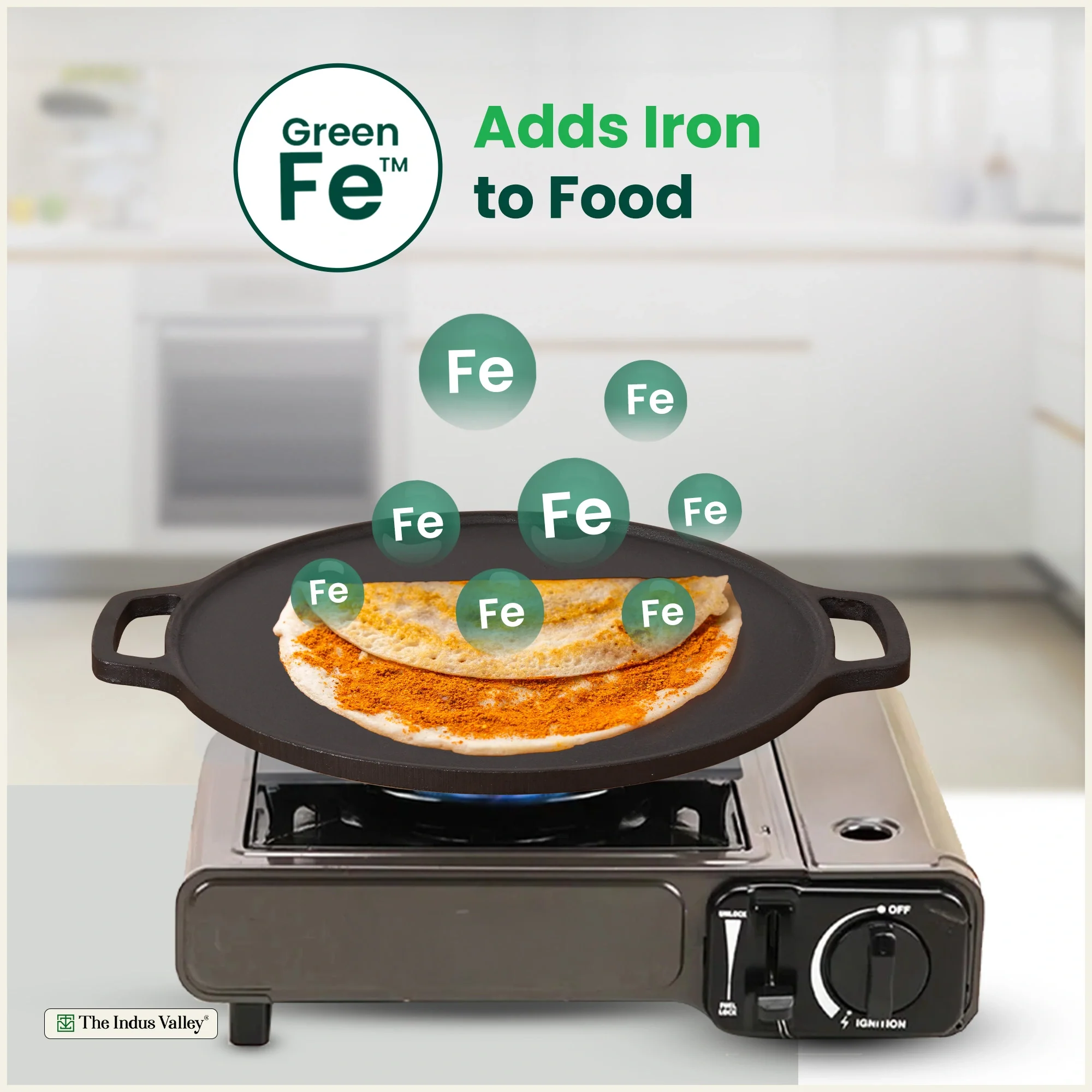 Premium CASTrong Cast Iron Double Handle Tawa 30.1cm, Pre-seasoned, Naturally Nonstick, 100% Pure, Toxin-free 3kg - Image 6