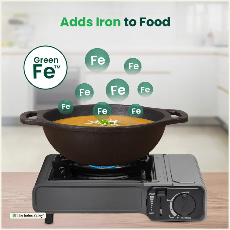Premium CASTrong Cast Iron Kadai 20.9cm, Pre-seasoned, Naturally Nonstick, 100% Pure, Toxin-free 1.8kg - Image 5