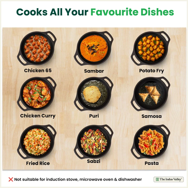 Premium CASTrong Cast Iron Kadai 20.9cm, Pre-seasoned, Naturally Nonstick, 100% Pure, Toxin-free 1.8kg - Image 9