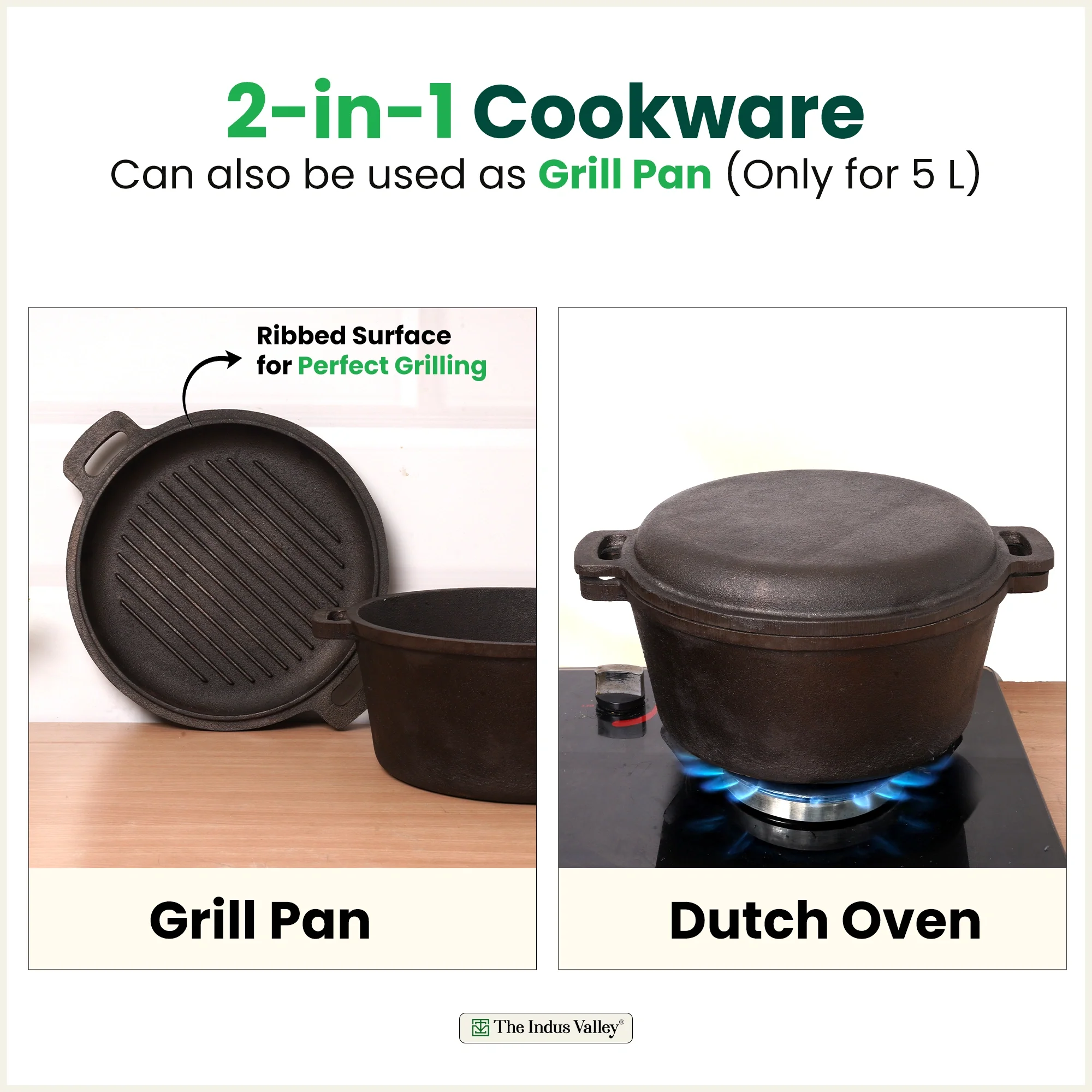 CASTrong Cast Iron Dutch Oven/ Casserole with Lid 26.5cm 5L,Pre-seasoned, 100% Pure, Toxin-free, Induction - Image 3