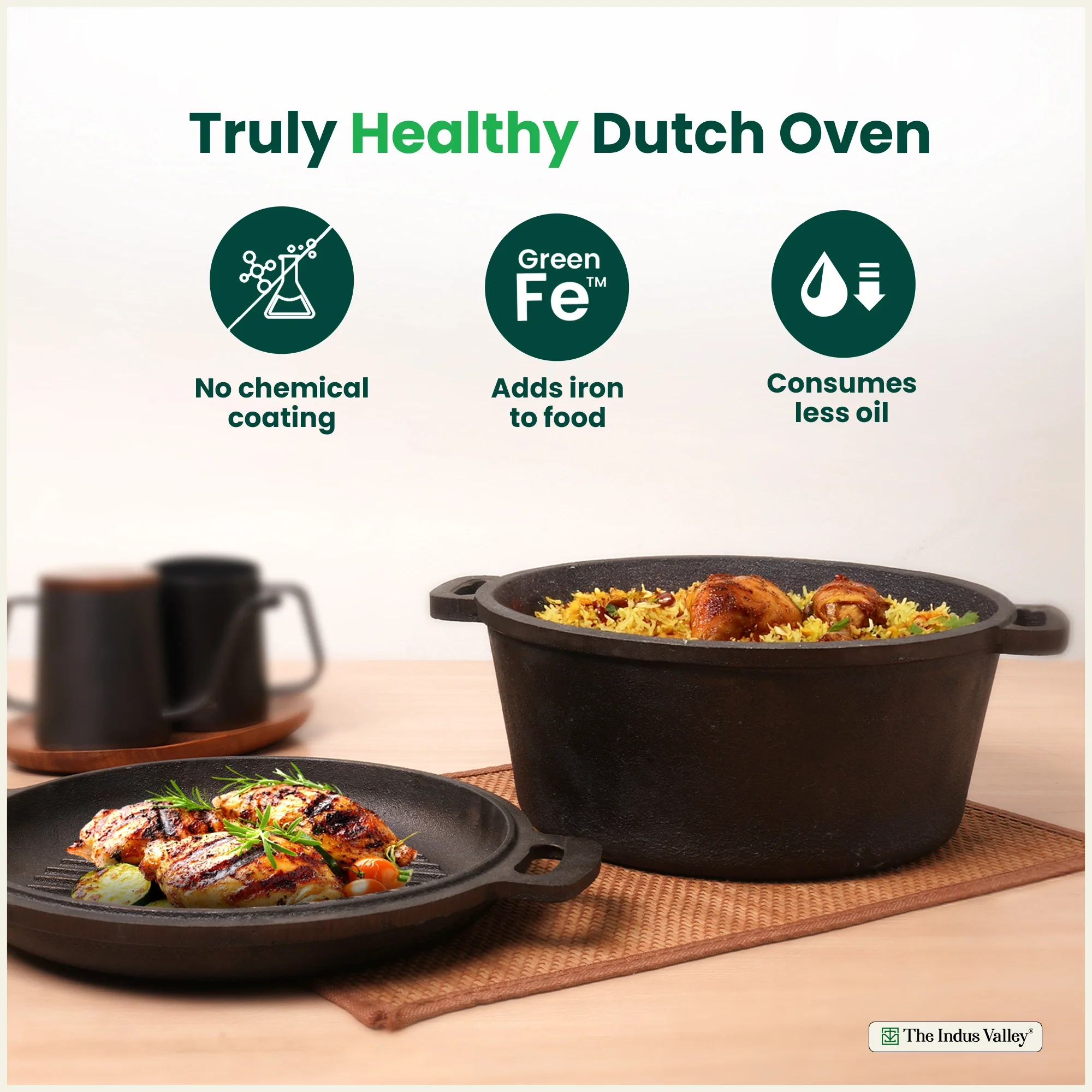 CASTrong Cast Iron Dutch Oven/ Casserole with Lid 26.5cm 5L,Pre-seasoned, 100% Pure, Toxin-free, Induction - Image 4