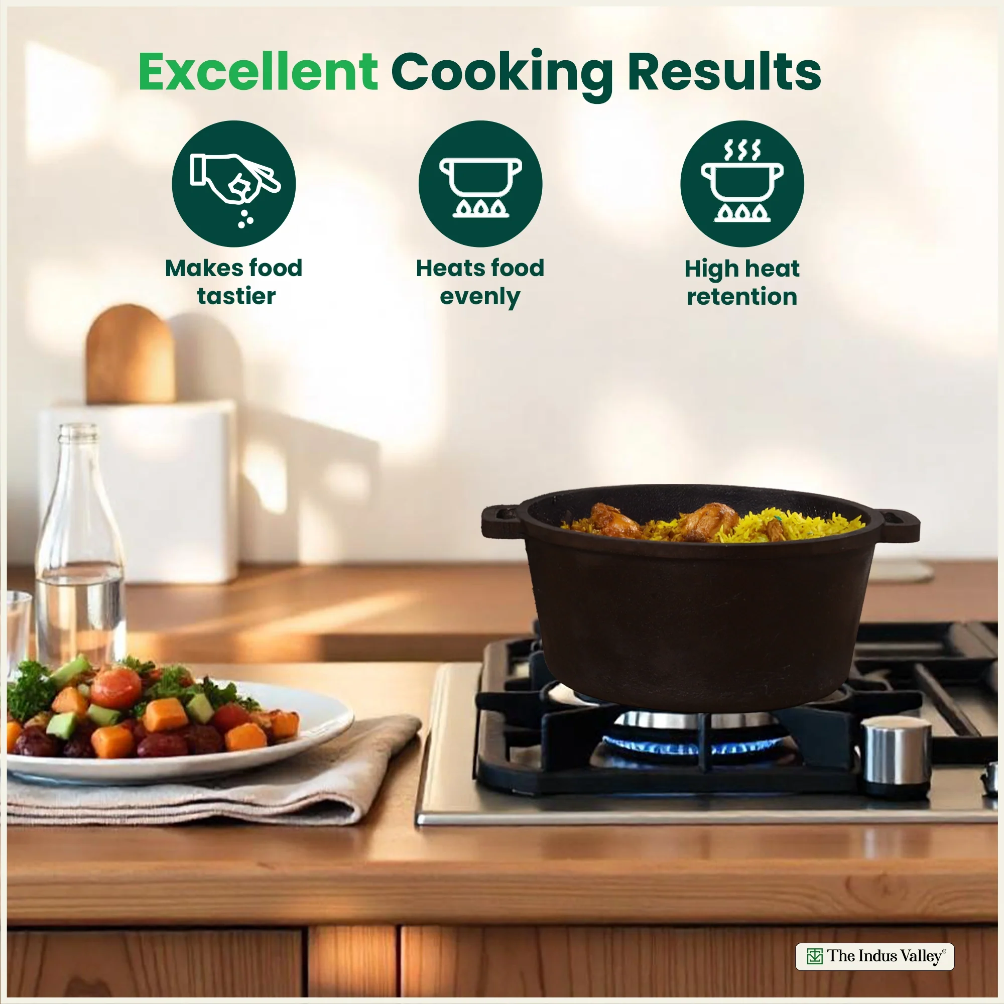 CASTrong Cast Iron Dutch Oven/ Casserole with Lid 26.5cm 5L,Pre-seasoned, 100% Pure, Toxin-free, Induction - Image 6