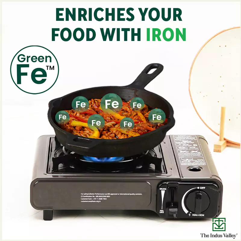 20.3cm CASTrong Cast Iron Fry Pan/Skillet 1.3L, Glass Lid, Pre-seasoned, Natural Nonstick, 100% Pure, Induction - Image 5