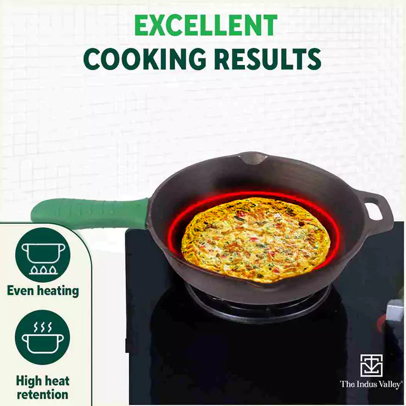 20.3cm CASTrong Cast Iron Fry Pan/Skillet 1.3L, Glass Lid, Pre-seasoned, Natural Nonstick, 100% Pure, Induction - Image 7