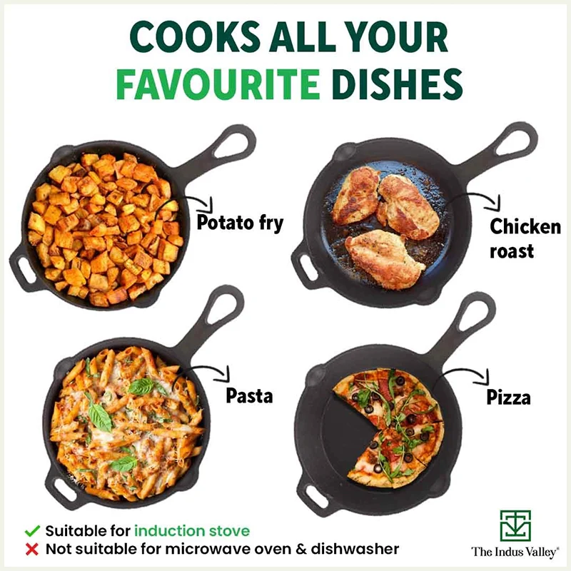 CASTrong Cast Iron Fry Pan/Skillet 23cm 1.4L, Pre-seasoned, Naturally Nonstick, 100% Pure, Toxin-free, Induction - Image 11