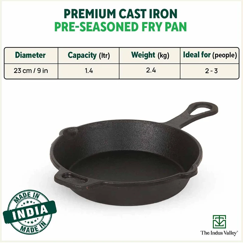 CASTrong Cast Iron Fry Pan/Skillet 23cm 1.4L, Pre-seasoned, Naturally Nonstick, 100% Pure, Toxin-free, Induction - Image 3