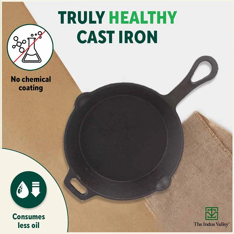 CASTrong Cast Iron Fry Pan/Skillet 23cm 1.4L, Pre-seasoned, Naturally Nonstick, 100% Pure, Toxin-free, Induction - Image 4
