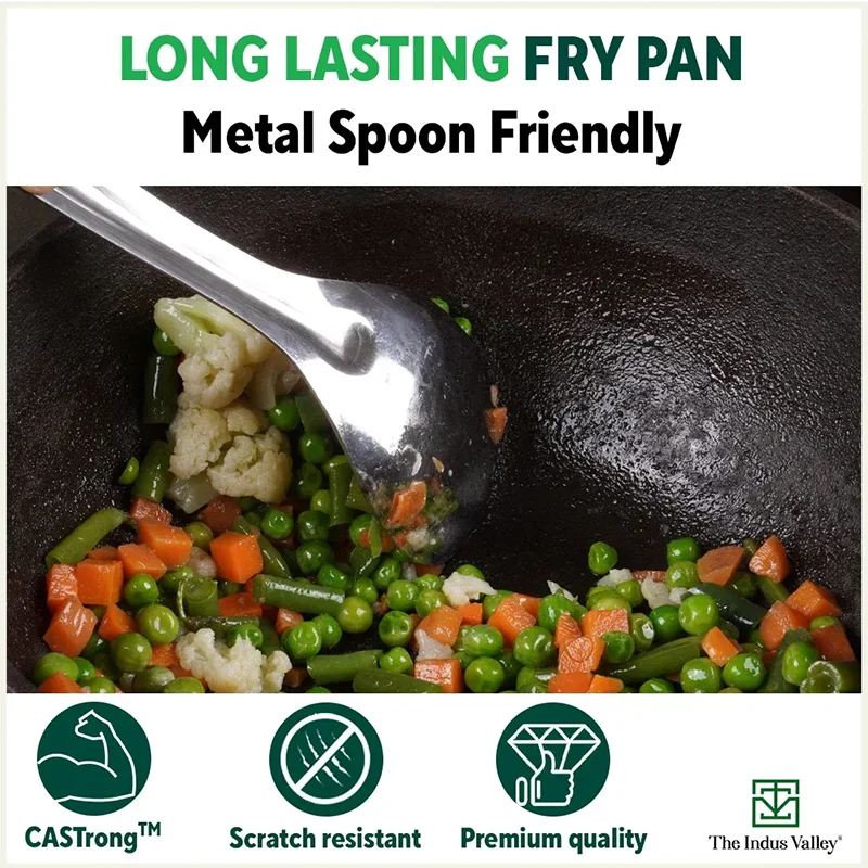CASTrong Cast Iron Fry Pan/Skillet 23cm 1.4L, Pre-seasoned, Naturally Nonstick, 100% Pure, Toxin-free, Induction - Image 7