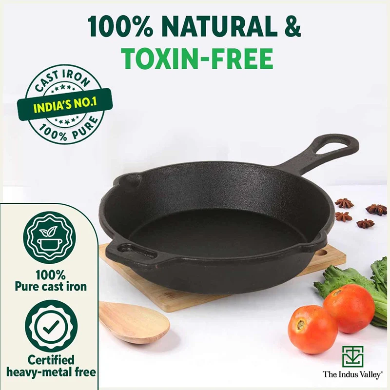 CASTrong Cast Iron Fry Pan/Skillet 23cm 1.4L, Pre-seasoned, Naturally Nonstick, 100% Pure, Toxin-free, Induction - Image 8