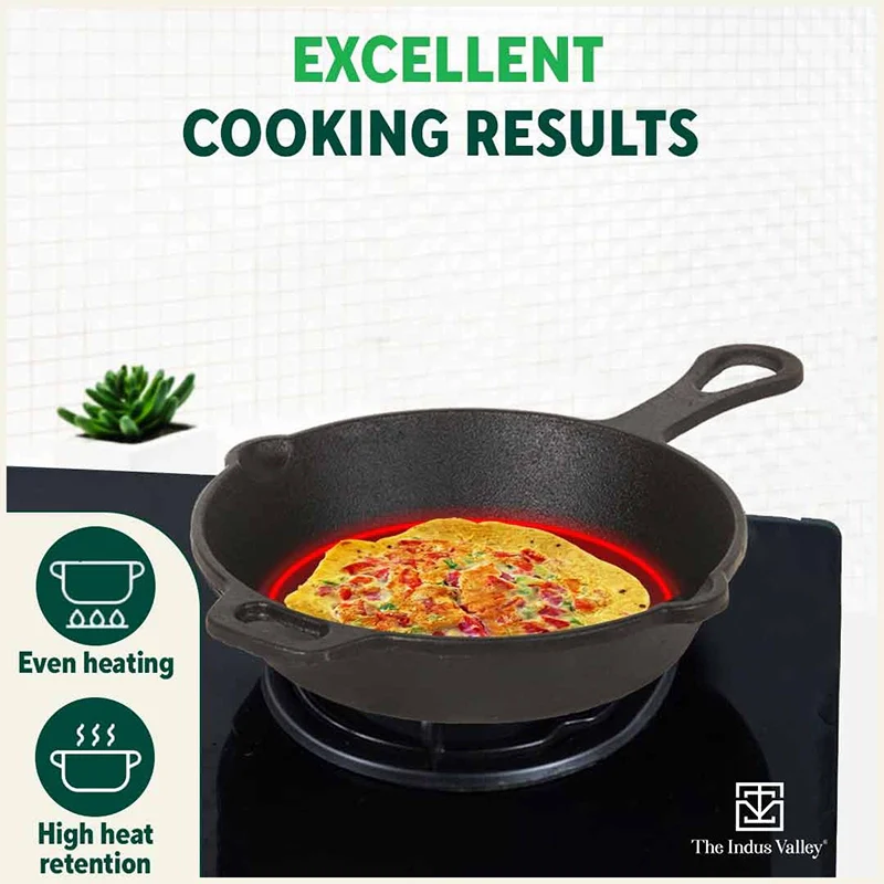 CASTrong Cast Iron Fry Pan/Skillet 23cm 1.4L, Pre-seasoned, Naturally Nonstick, 100% Pure, Toxin-free, Induction - Image 9