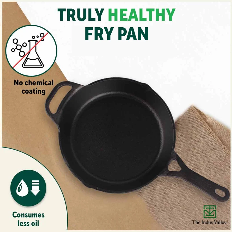 CASTrong Cast Iron Fry Pan/Skillet 25.4cm 1.7L, Pre-seasoned, Naturally Nonstick, 100% Pure, Toxin-free, Induction, Free  110 Spatula - Image 3