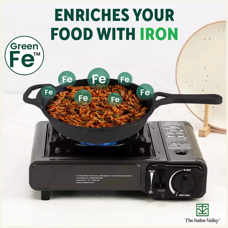 CASTrong Cast Iron Fry Pan/Skillet 25.4cm 1.7L, Pre-seasoned, Naturally Nonstick, 100% Pure, Toxin-free, Induction, Free  110 Spatula - Image 5