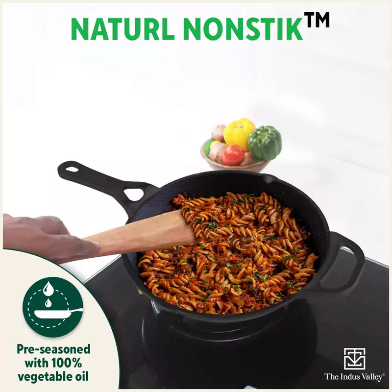 CASTrong Cast Iron Fry Pan/Skillet 25.4cm 1.7L, Pre-seasoned, Naturally Nonstick, 100% Pure, Toxin-free, Induction, Free  110 Spatula - Image 7