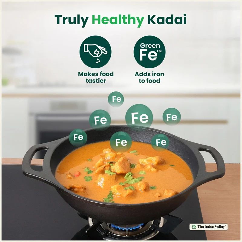 Premium CASTrong Cast Iron Kadai 25.5cm, Pre-seasoned, Naturally Nonstick, 100% Pure, Toxin-free, Medium 2.7kg - Image 3