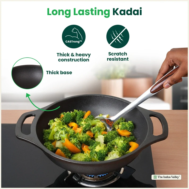 Premium CASTrong Cast Iron Kadai 25.5cm, Pre-seasoned, Naturally Nonstick, 100% Pure, Toxin-free, Medium 2.7kg - Image 8